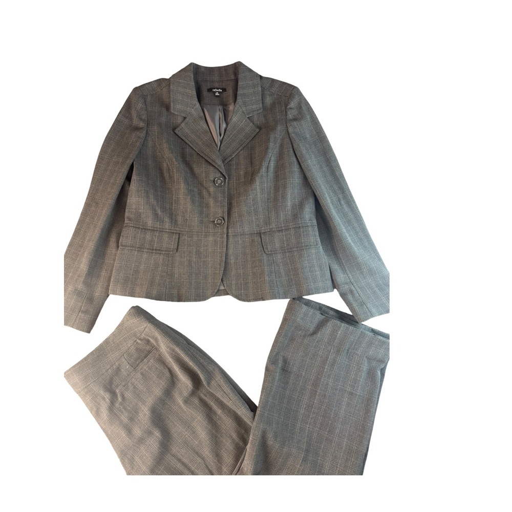 Rafaella Grey Glen Plaid Pant Suit Set Blazer 14 Pants 16 Professional Office - Picture 11 of 11